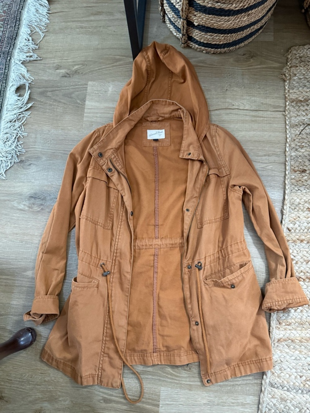Universal Thread Hooded Utility Jacket in Rust Brown